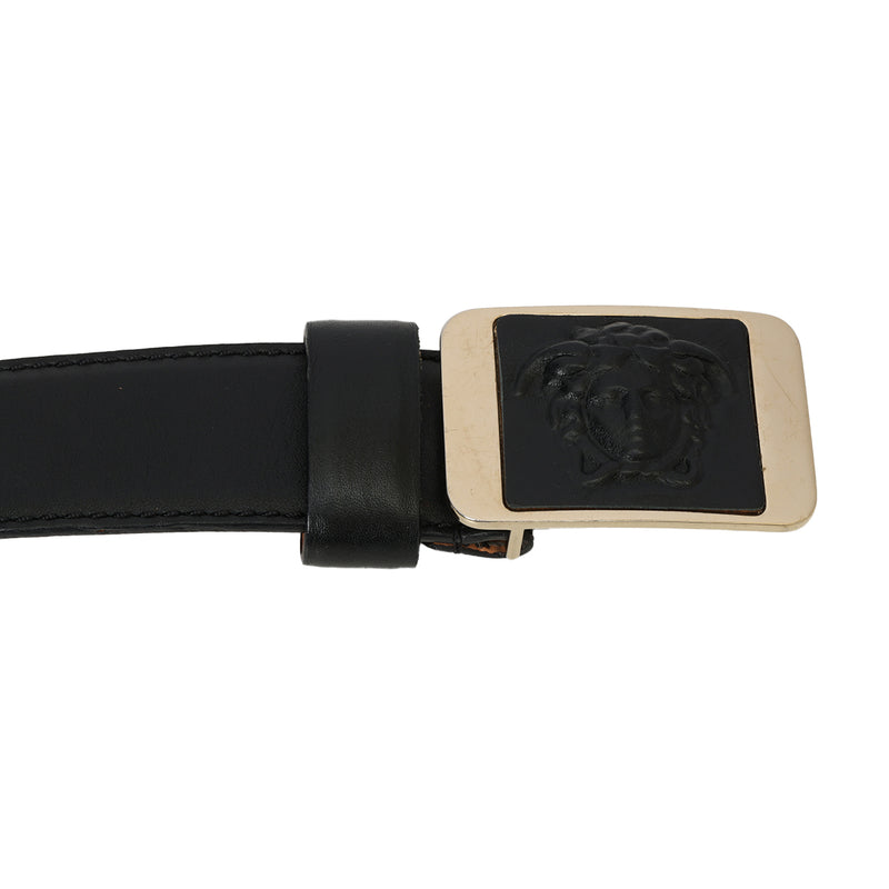 Versace medusa black leather waist belt size 32 women's