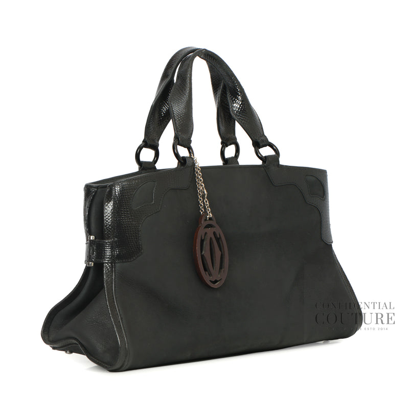 Authentic Pre-Owned Cartier Black Leather Medium Marcello de Cartier Bag – Side View