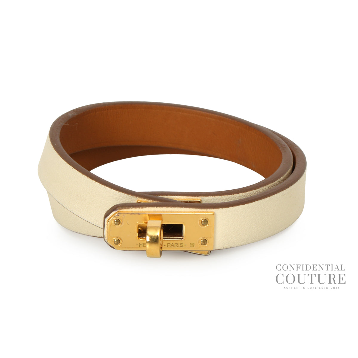 Kelly Double Tour Bracelet Blanc GHW | XS | 14.5cms