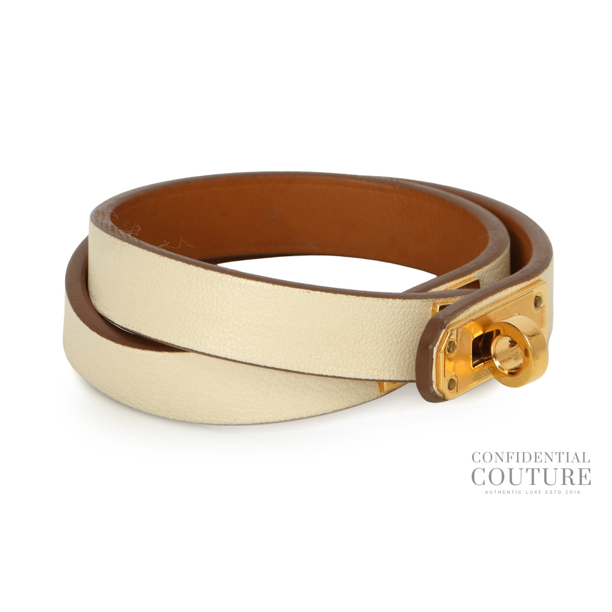 Kelly Double Tour Bracelet Blanc GHW | XS | 14.5cms
