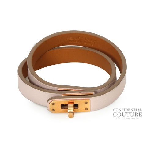 Kelly Double Tour Bracelet Pink GHW | XS | 15.5 cms