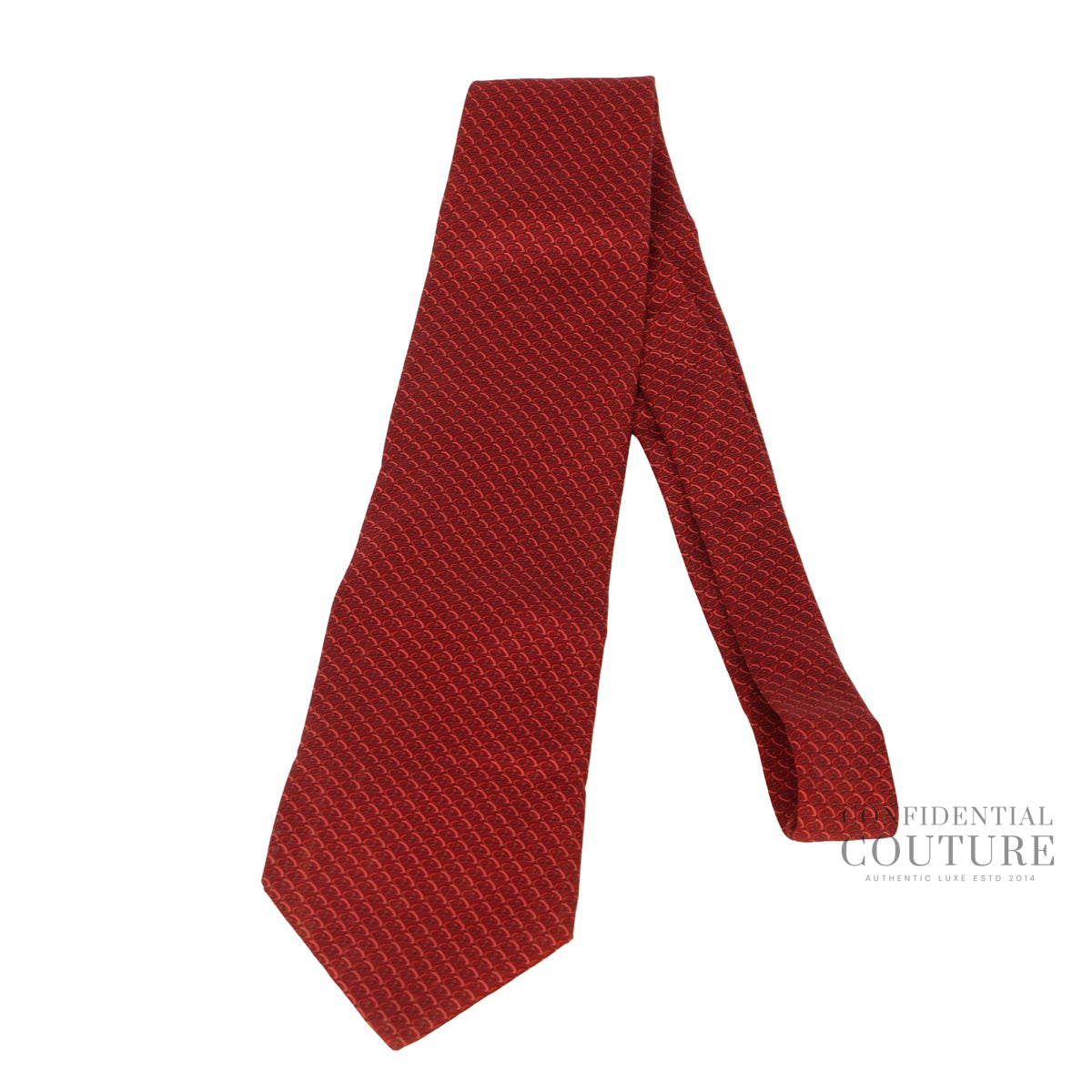 Maroon CD Pattern Silk Tie
