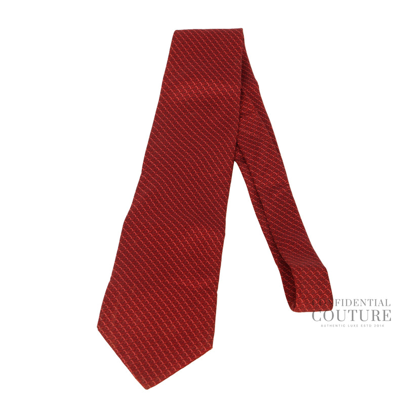 Maroon CD Pattern Silk Tie