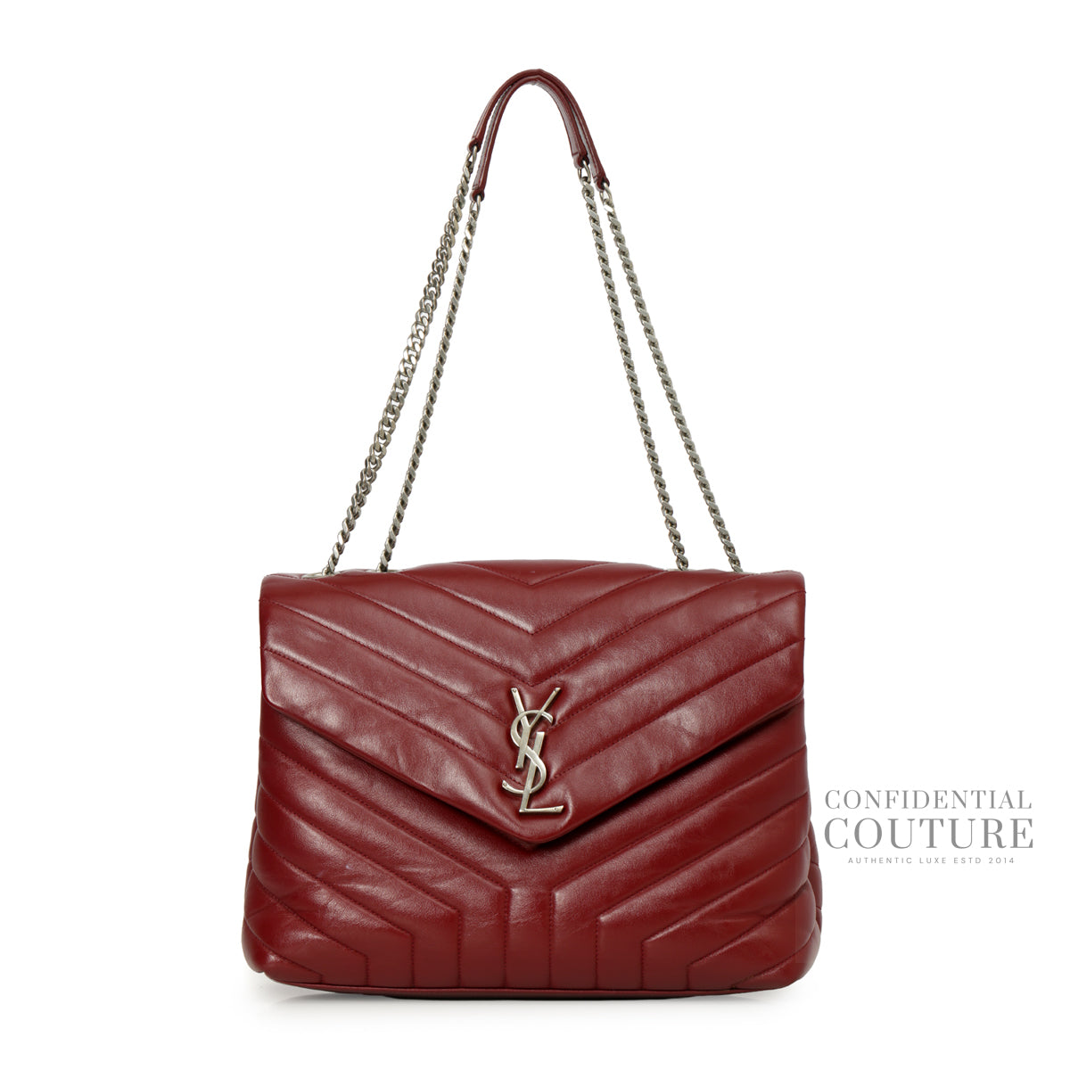Maroon 'Y' Quilted Leather Medium LouLou Bag