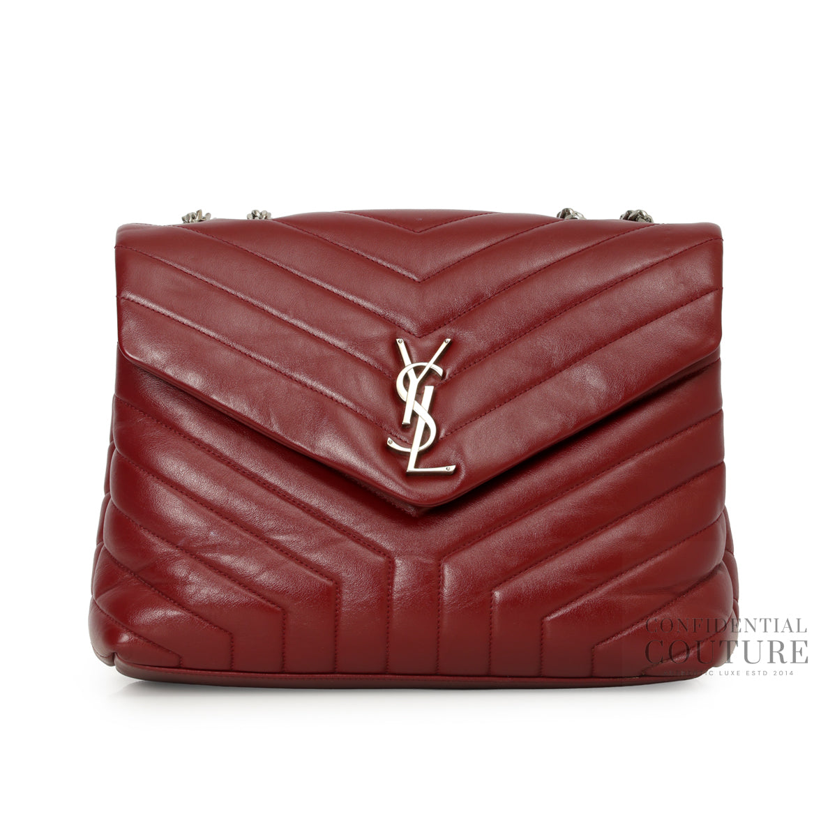 Maroon 'Y' Quilted Leather Medium LouLou Bag