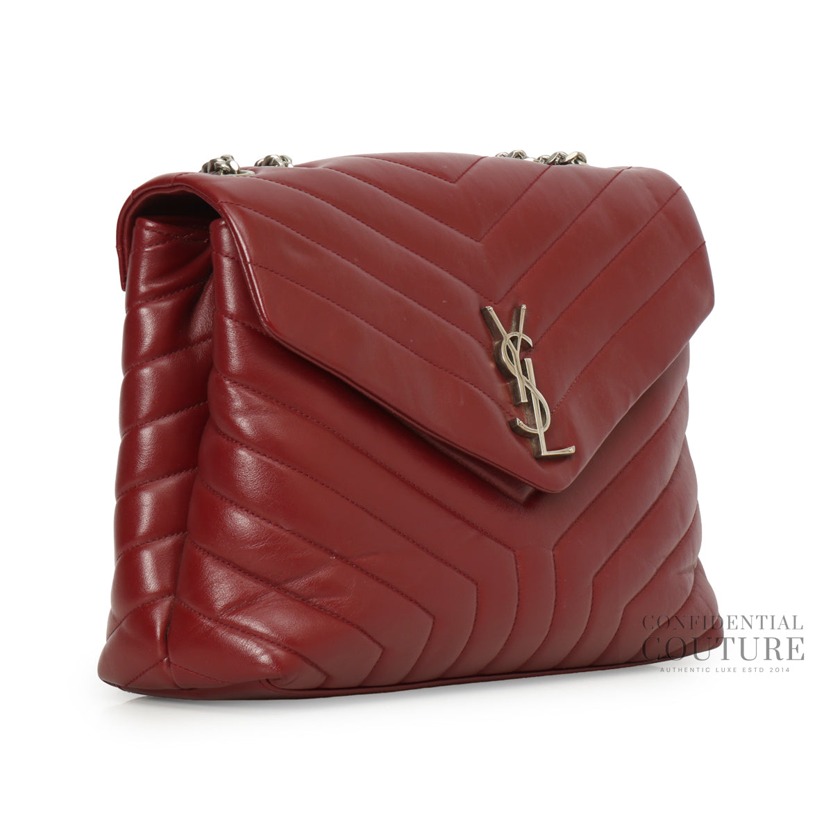 Maroon 'Y' Quilted Leather Medium LouLou Bag