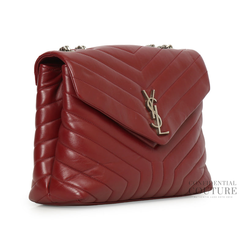 Maroon 'Y' Quilted Leather Medium LouLou Bag
