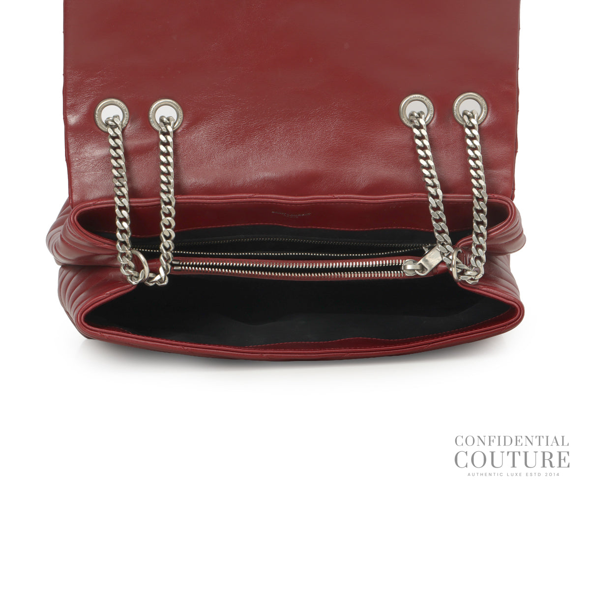 Maroon 'Y' Quilted Leather Medium LouLou Bag