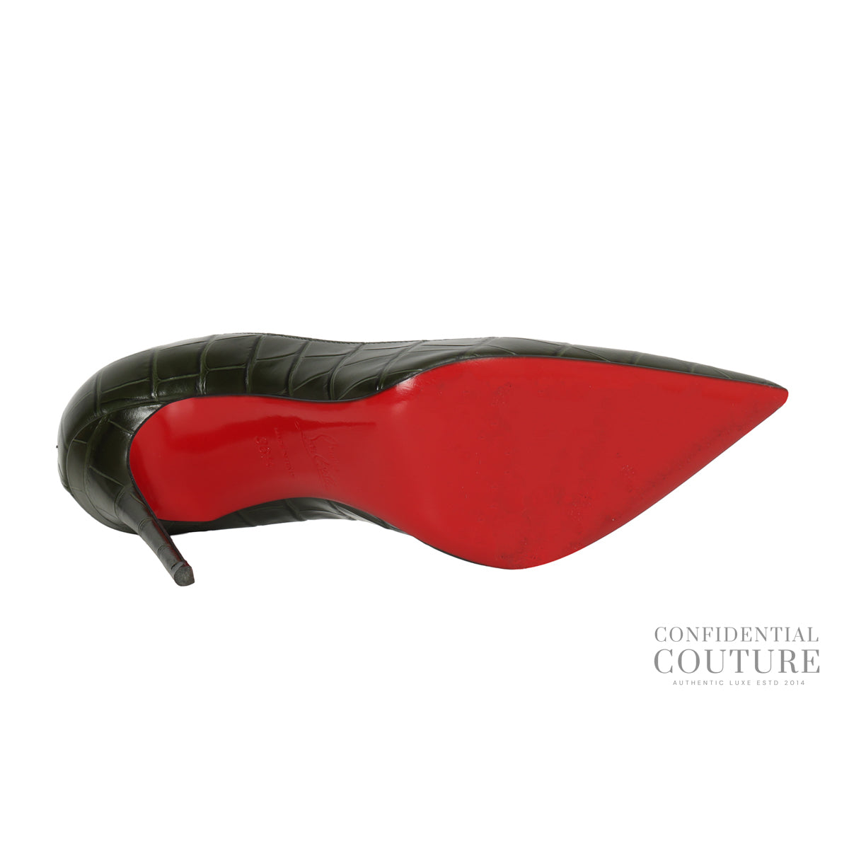 Forest Green Croc-Embossed Kate Pumps EU 36.5 | US 6.5 | UK 3.5 | 100mm