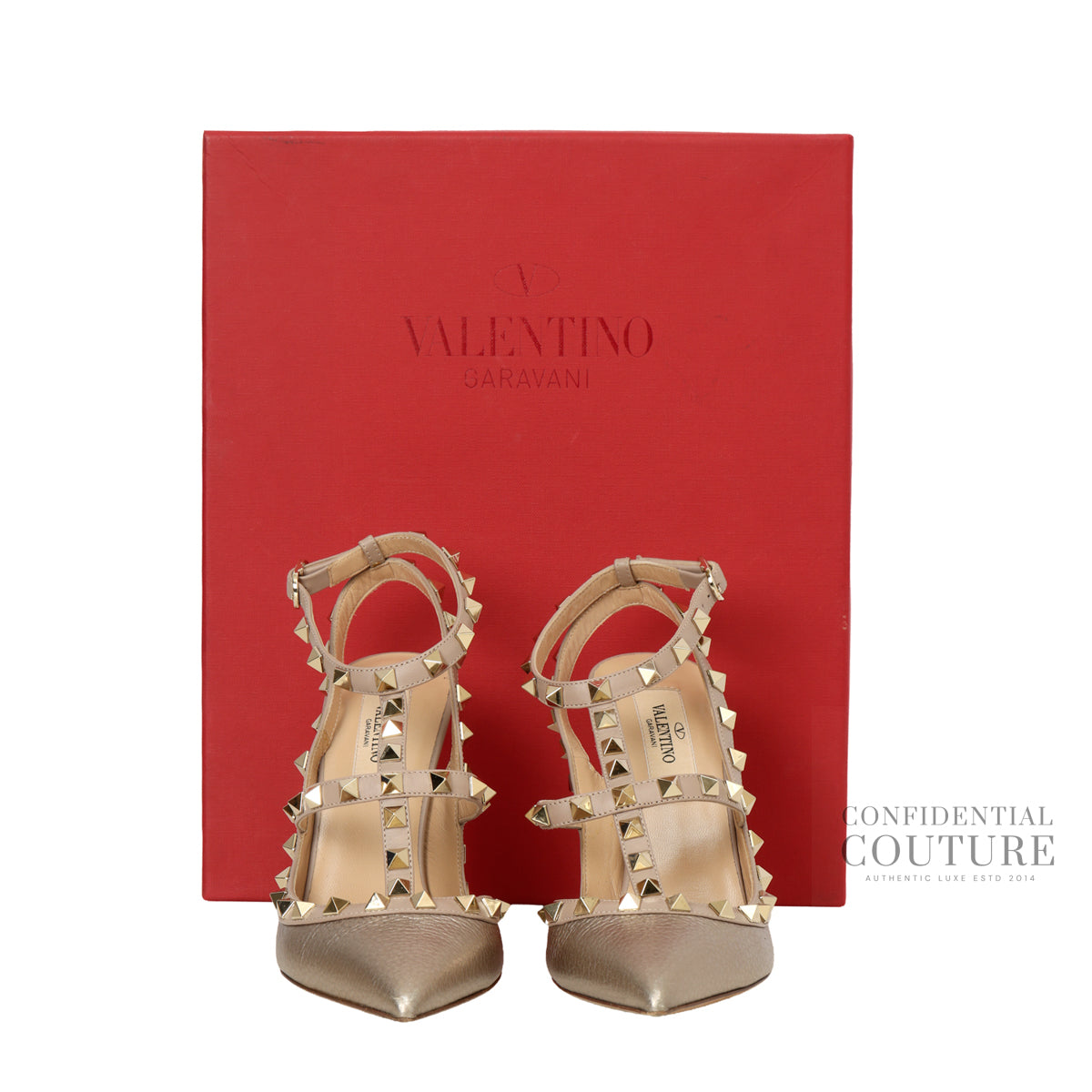 Metallic Champagne Rockstud Caged Pumps EU 37 | US 7 | UK 4