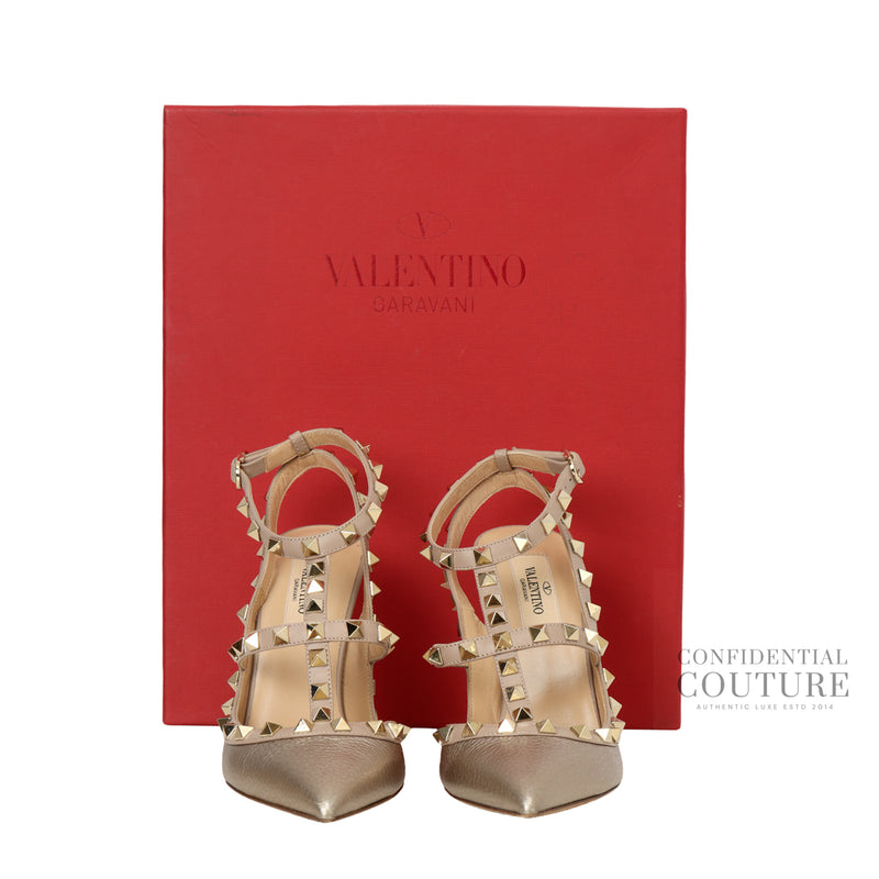 Metallic Champagne Rockstud Caged Pumps EU 37 | US 7 | UK 4
