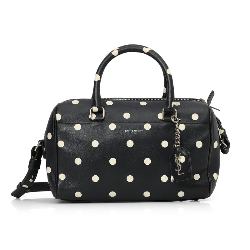 Yves Saint Laurent Polka dot Leather Black Baby Duffel One Size