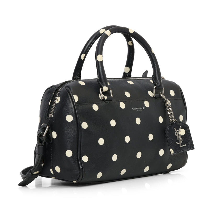 Pre loved Yves Saint Laurent Polka dot Leather Black Baby Duffel One Size