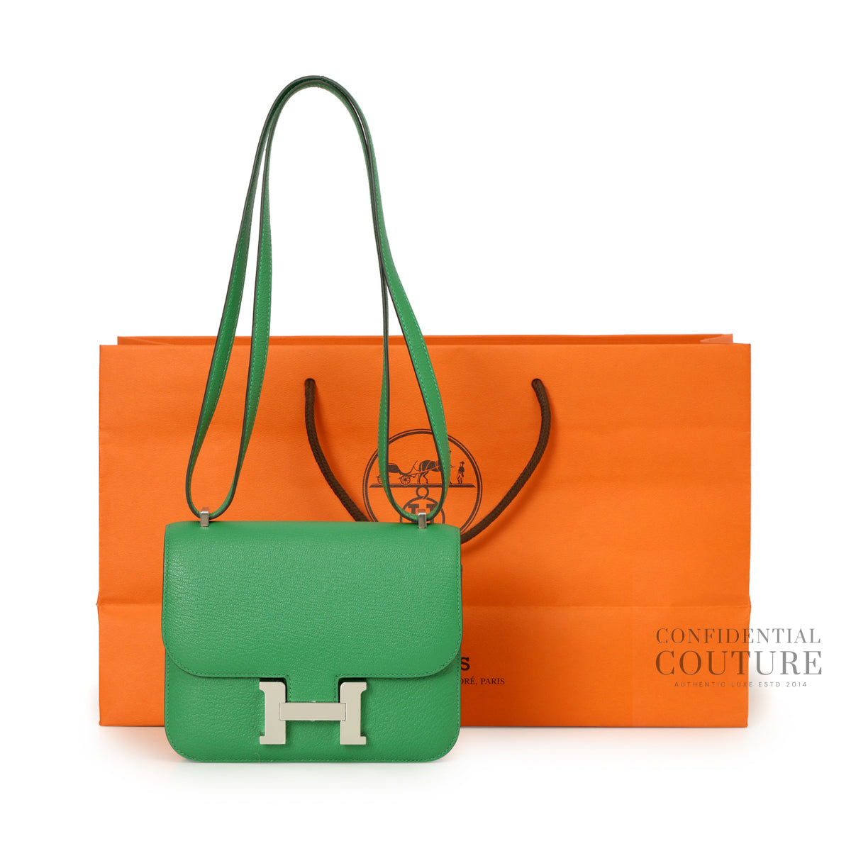 Constance Vert Bambou 18 Bag in Epsom Leather with Palladium Hardware- K stamp