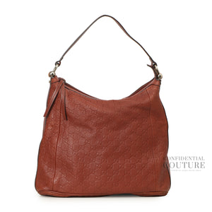 Brick Brown Guccissima Leather Bamboo D-Ring Hobo Bag