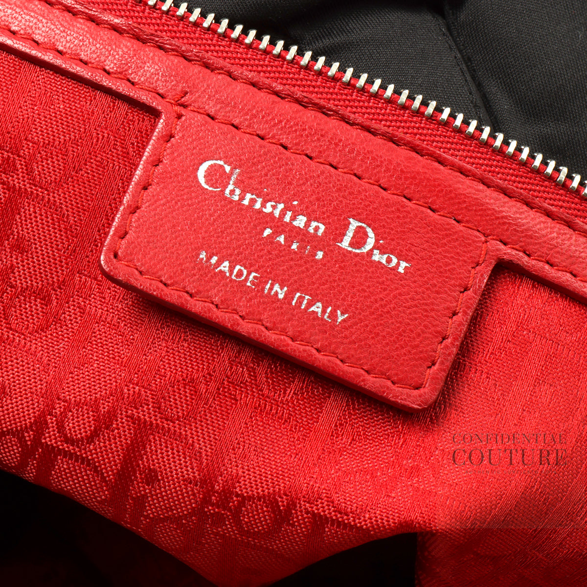 Red Cannage Quilted Lambskin Leather Large Lady Dior Bag