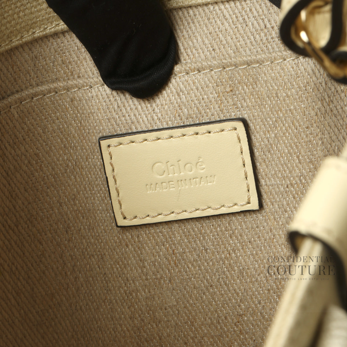 Beige Canvas/Leather Small Woody Tote Bag