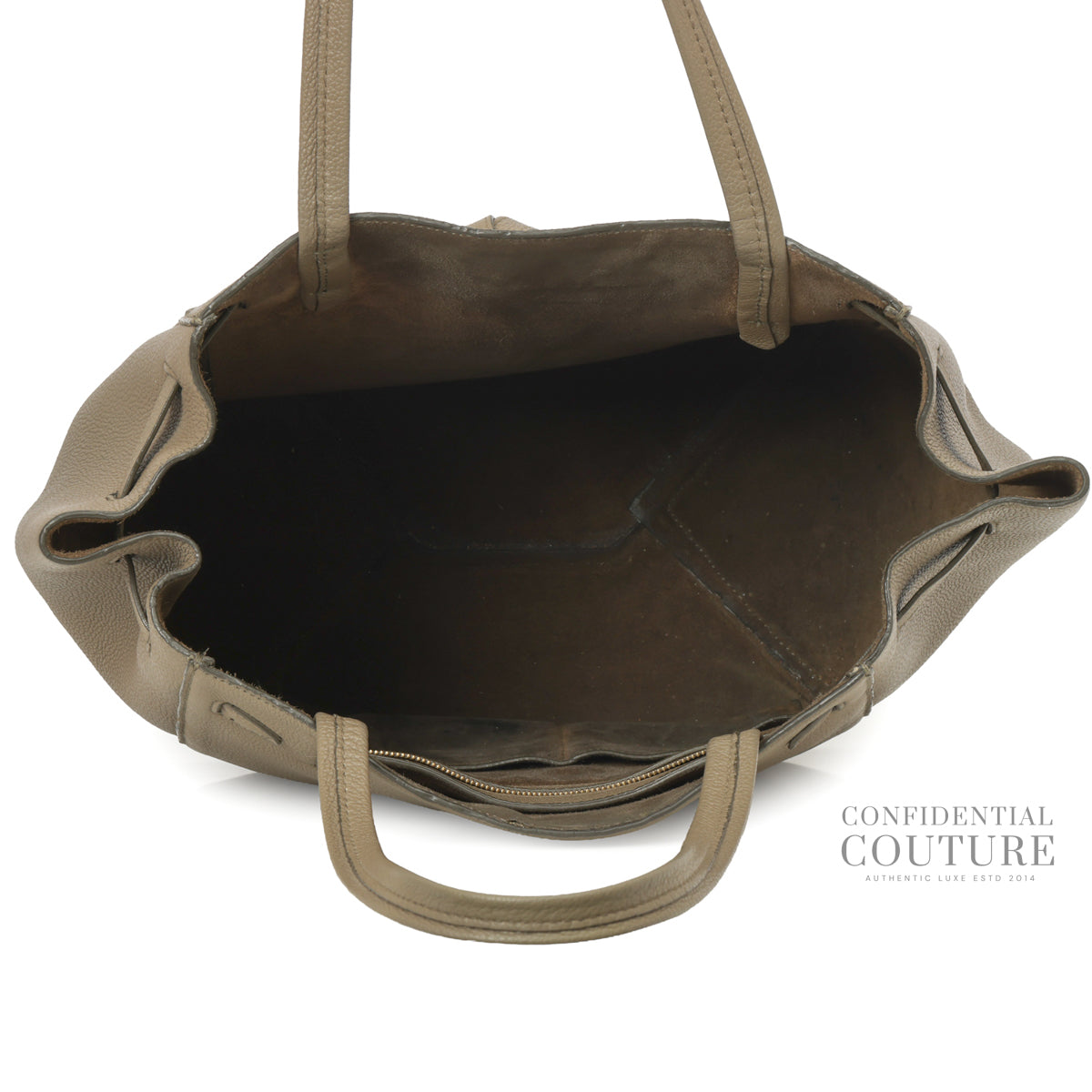 Greige Leather Cabas Phantom Small Tote W/Belt