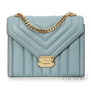 Whitney Blue Quilted Leather Shoulder Bag