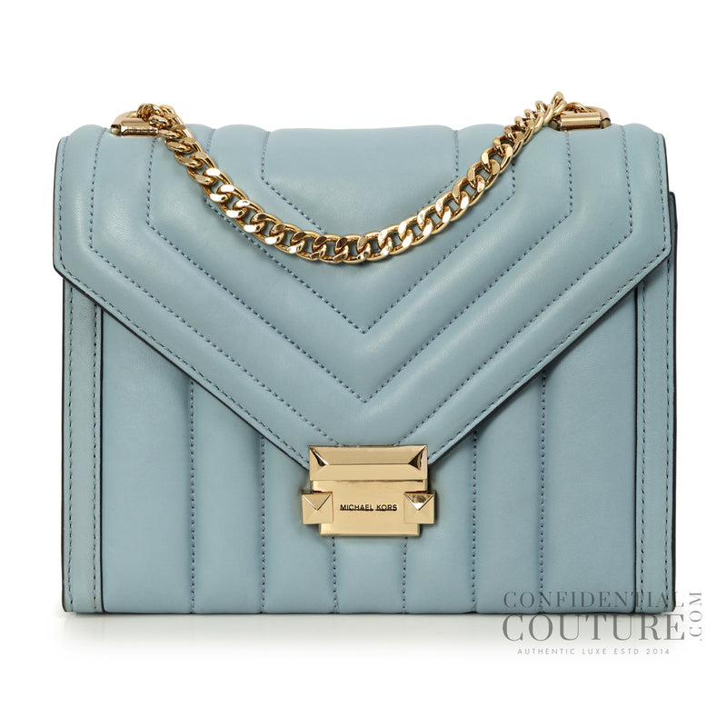 Whitney Blue Quilted Leather Shoulder Bag