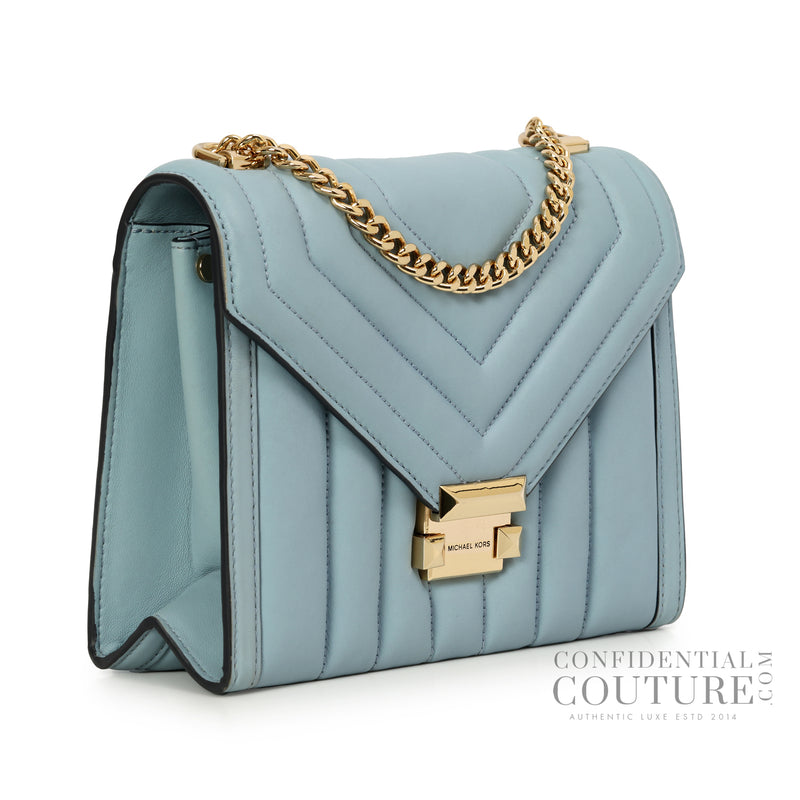 Whitney Blue Quilted Leather Shoulder Bag