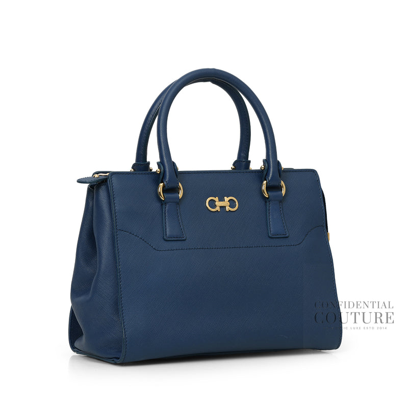 Women Salvatore Ferragamo Beky Blue Satchel Bag