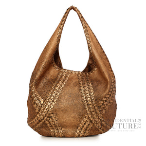 Bronze Metallic Deerskin Leather Ossidato Rame Large Hobo