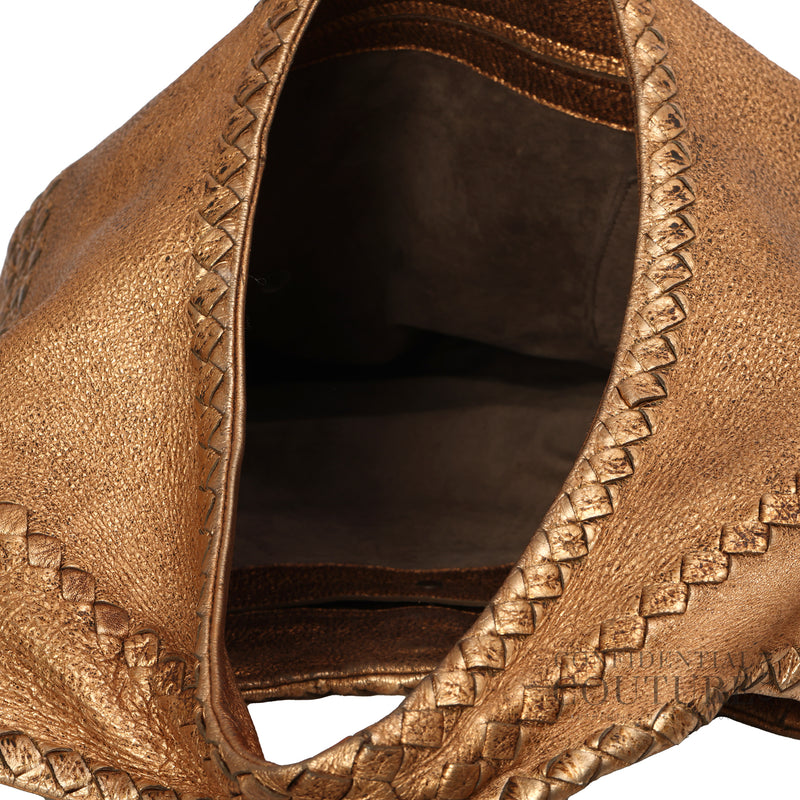 Bronze Metallic Deerskin Leather Ossidato Rame Large Hobo