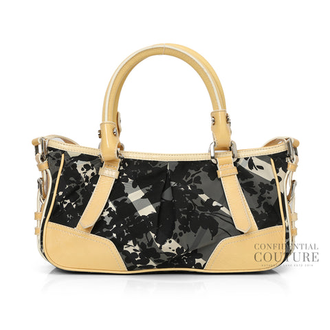 Black/Beige Floral Check Satchel Bag