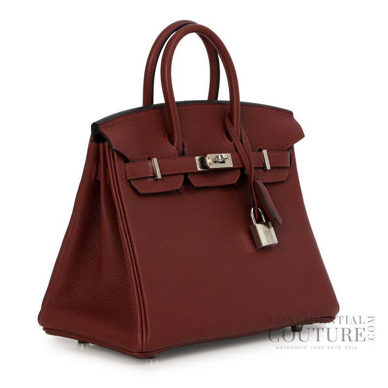 Rouge H Togo Birkin 25 Palladium Hardware, G Stamp