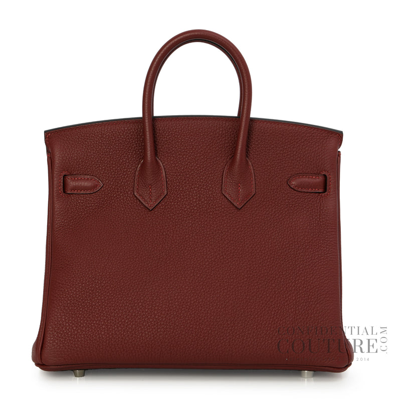Rouge H Togo Birkin 25 Palladium Hardware, G Stamp