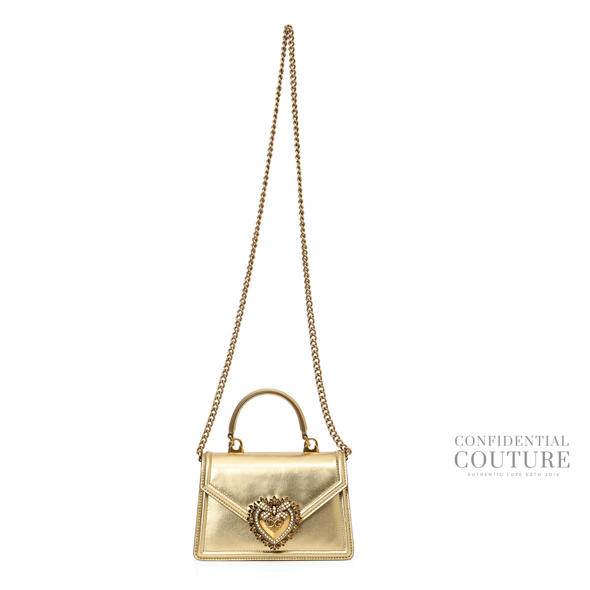 Small Devotion In Gold Nappaa Mordore Leather Top Handle Bag