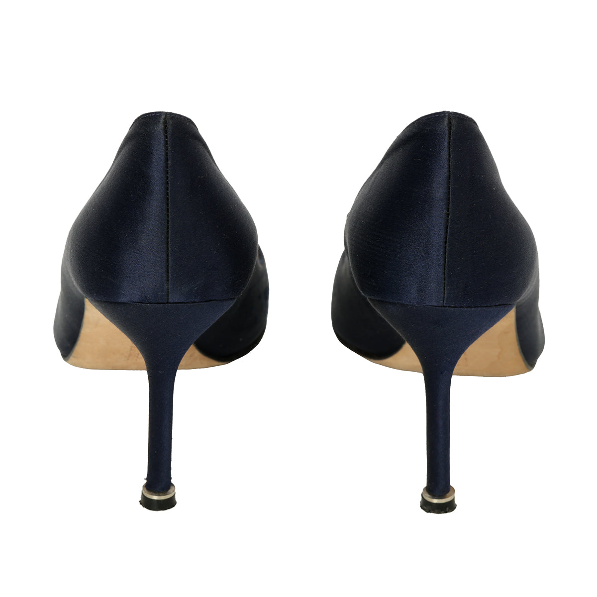 Hangisi  Navy Blue Satin Jewel Buckle Pumps Size: 37
