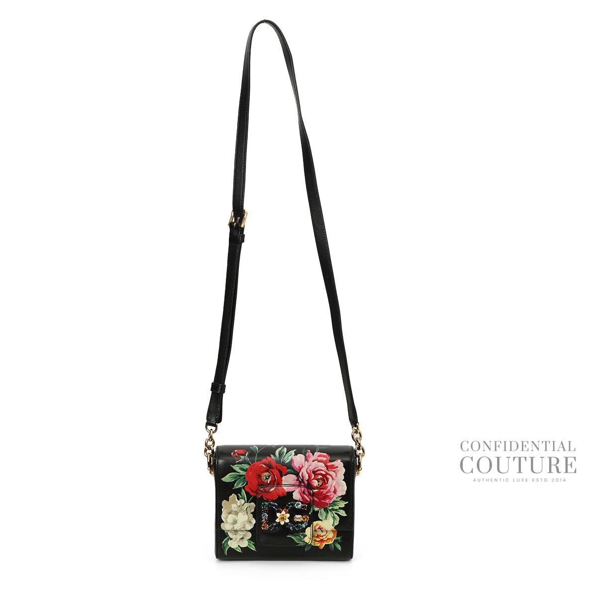 Mini Rose Embellished Millennials Black Shoulder Bag