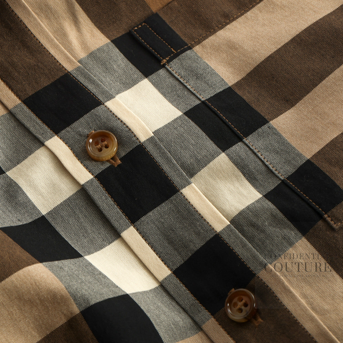 Birch Brown IP Pattern White Collar Shirt UK 8 | US 6 | IT 40