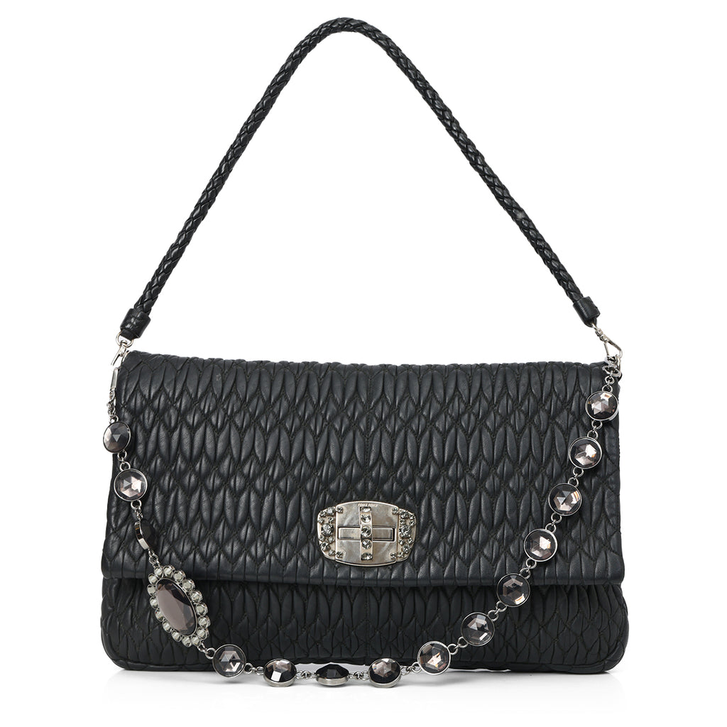 ショルダーバッグ MIU MIU MATELASSE CRYSTAL SHOULDER BAG Shop Preloved Miu Miu Matelassé Black Nappa Crystal Shoulder Bag