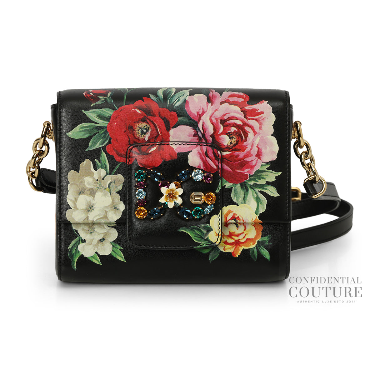 Mini Rose Embellished Millennials Black Shoulder Bag