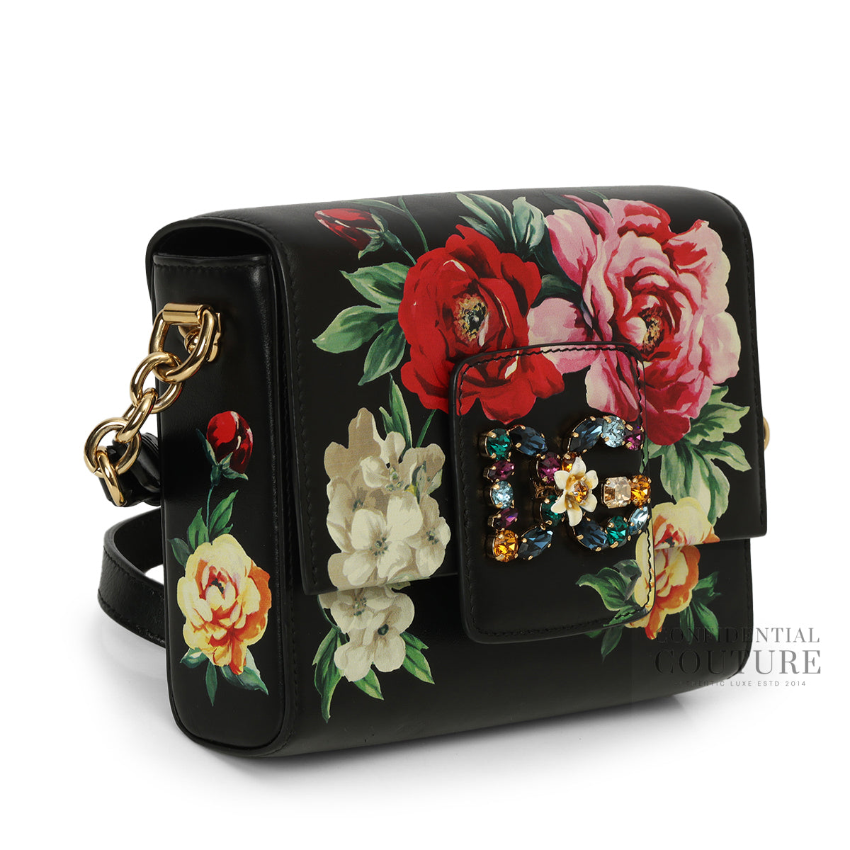 Mini Rose Embellished Millennials Black Shoulder Bag