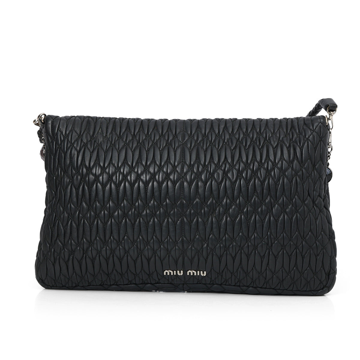 Matelasse Black Nappa Crystal Shoulder Bag