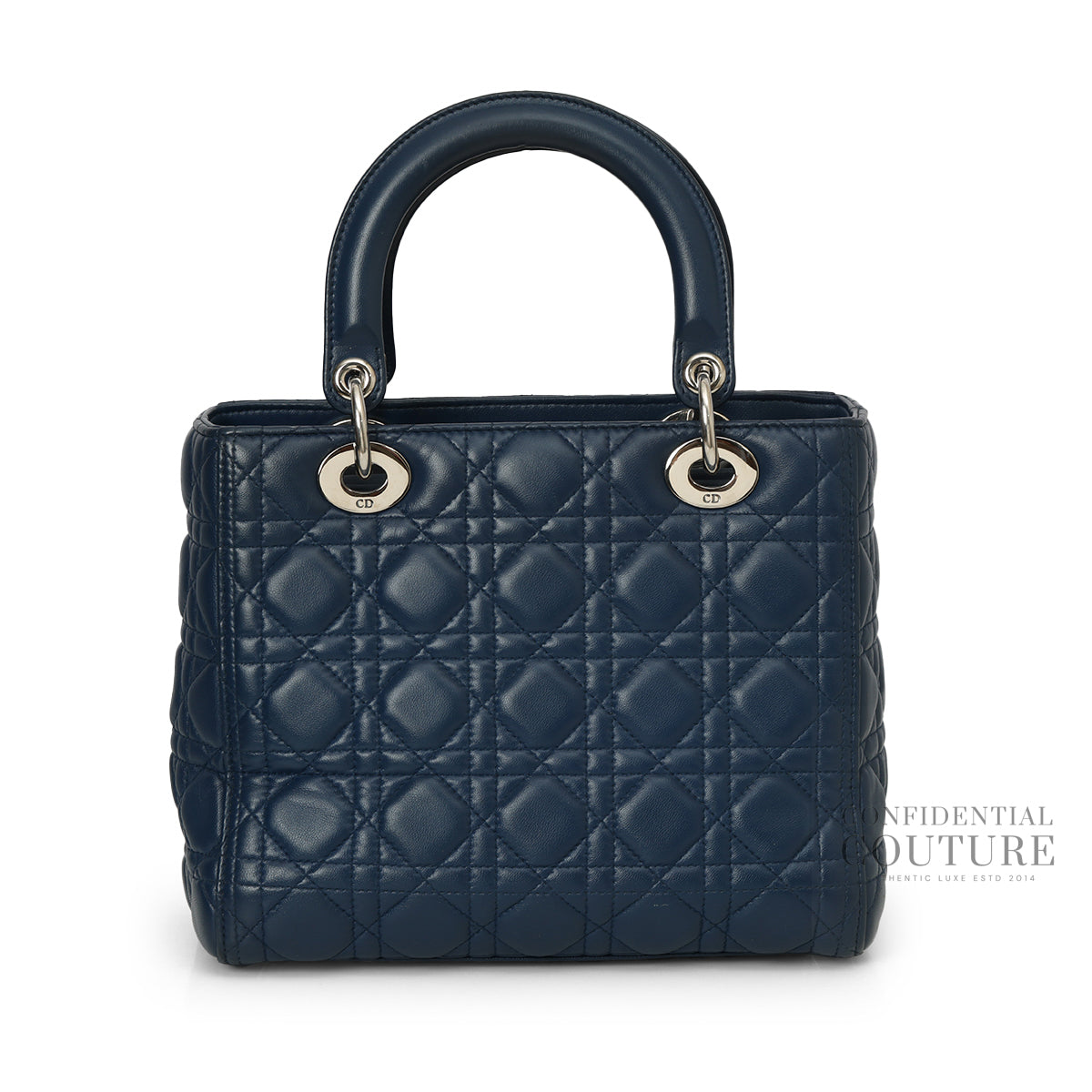 Blue Cannage Quilted Lambskin Leather Medium Lady Dior Bag
