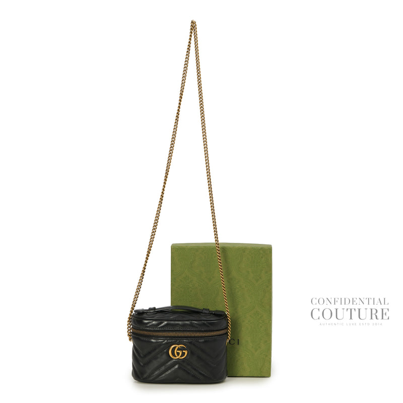 GG Marmont Black Leather Mini Vanity Crossbody Bag