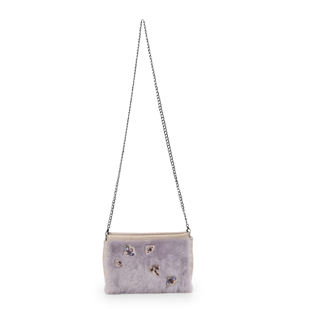 Faux Fur And Patent Leather Crossbody Bag
