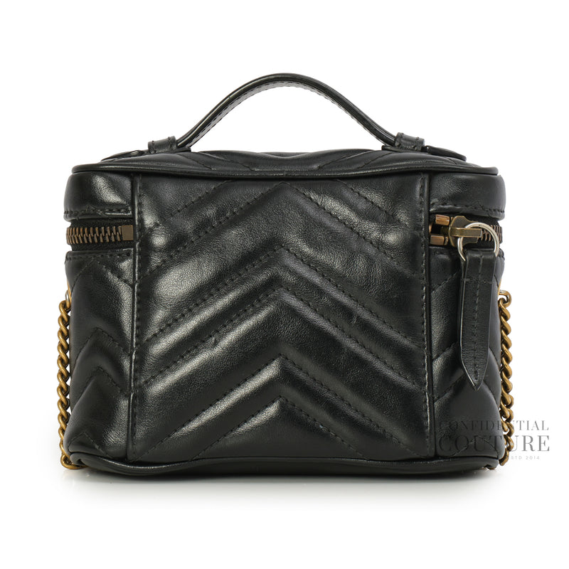 GG Marmont Black Leather Mini Vanity Crossbody Bag