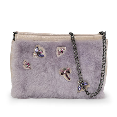 Faux Fur And Patent Leather Crossbody Bag