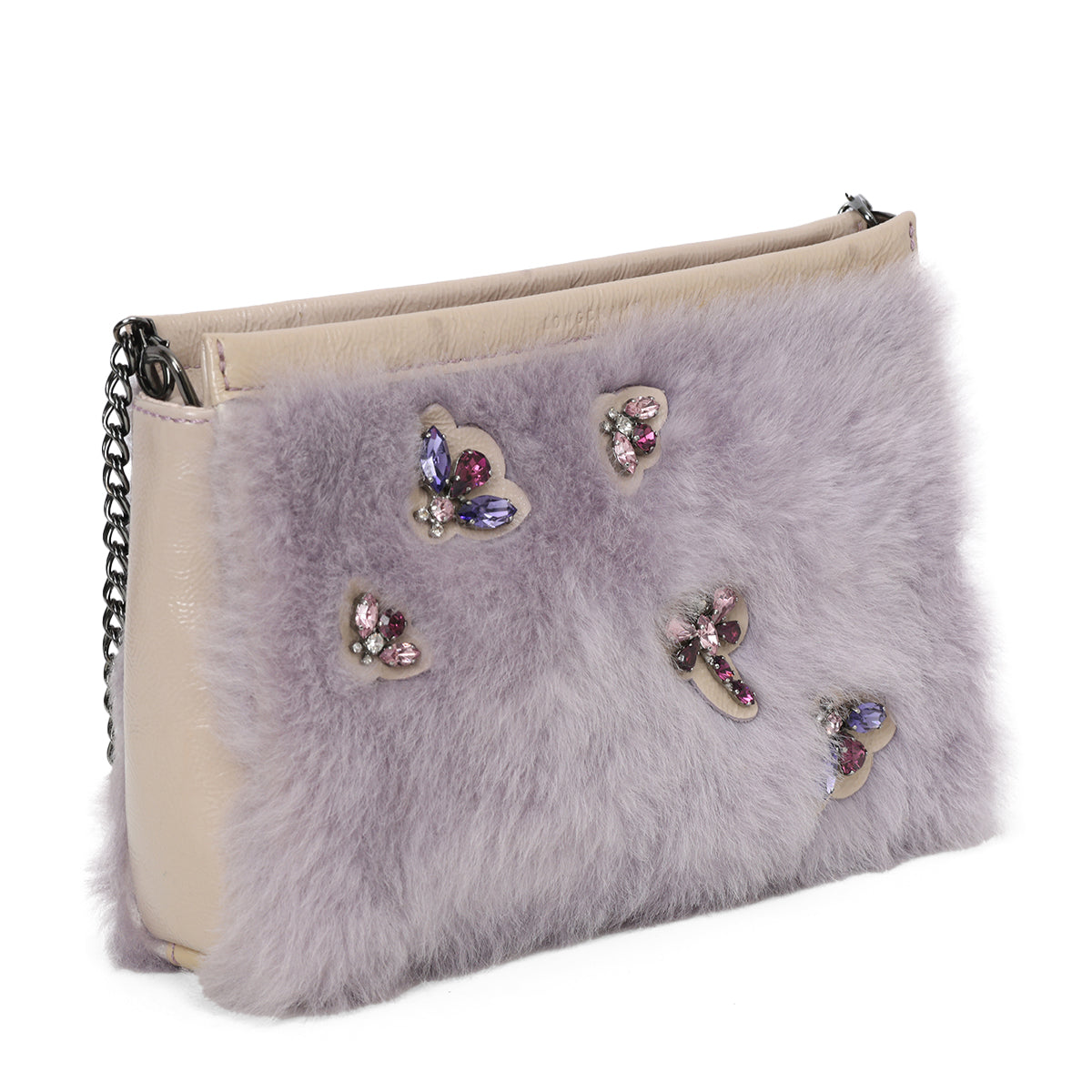 Faux Fur And Patent Leather Crossbody Bag