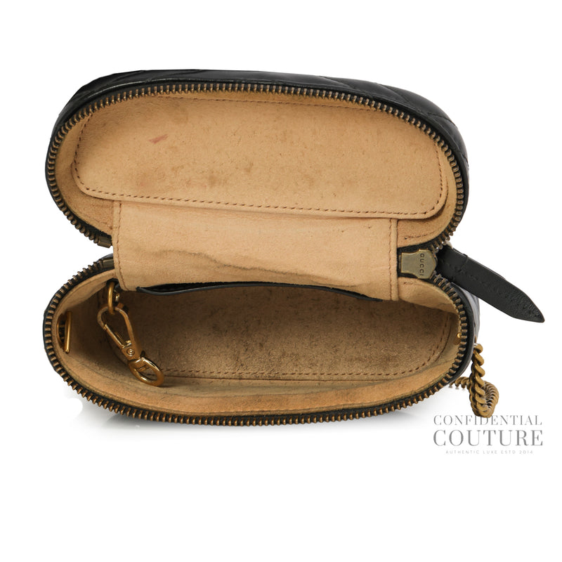 GG Marmont Black Leather Mini Vanity Crossbody Bag