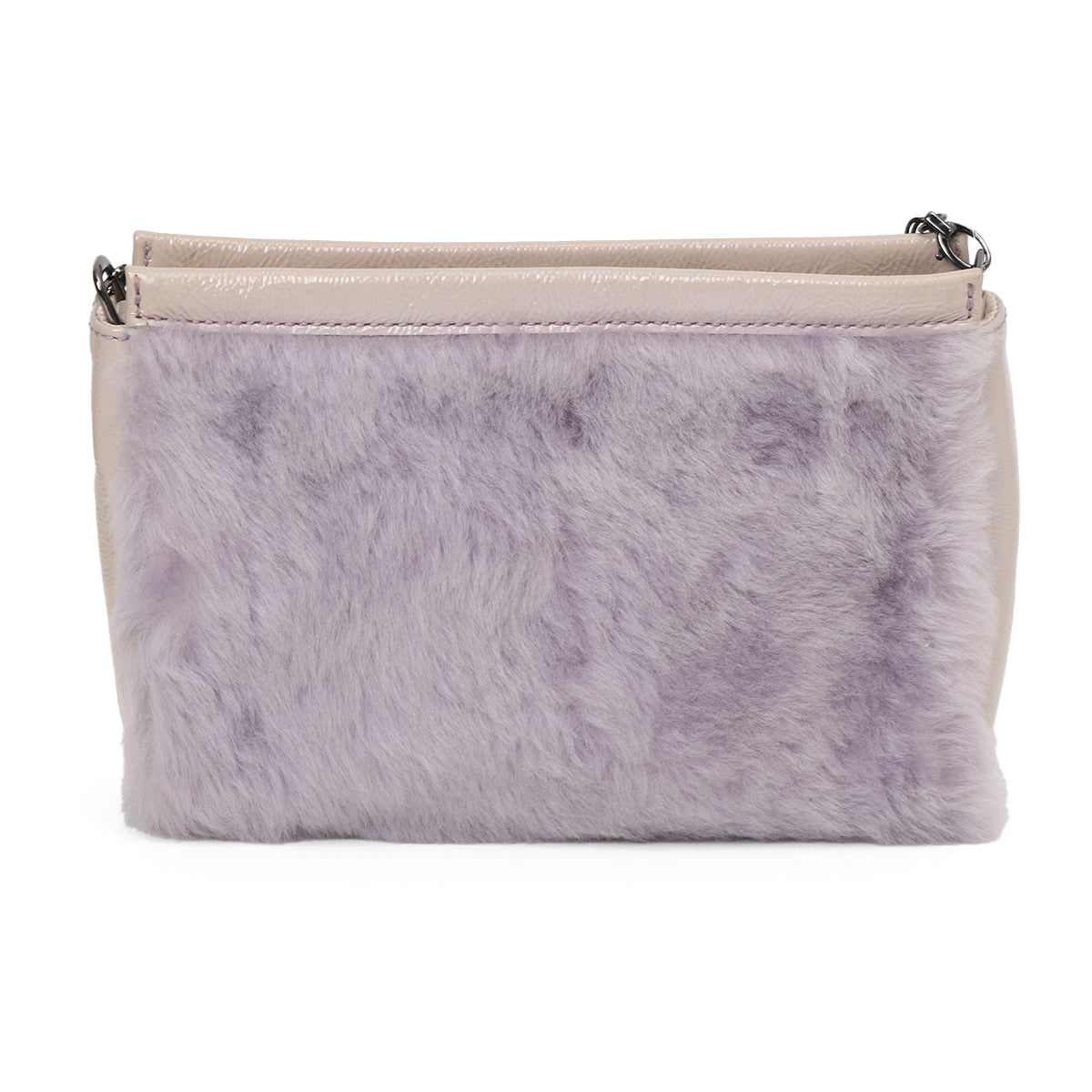 Faux Fur And Patent Leather Crossbody Bag