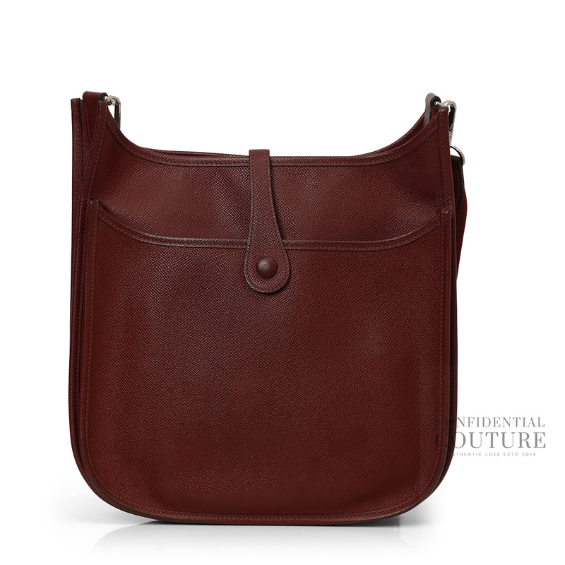 Pre-Loved Hermes Evelyne Maroon PM Bag