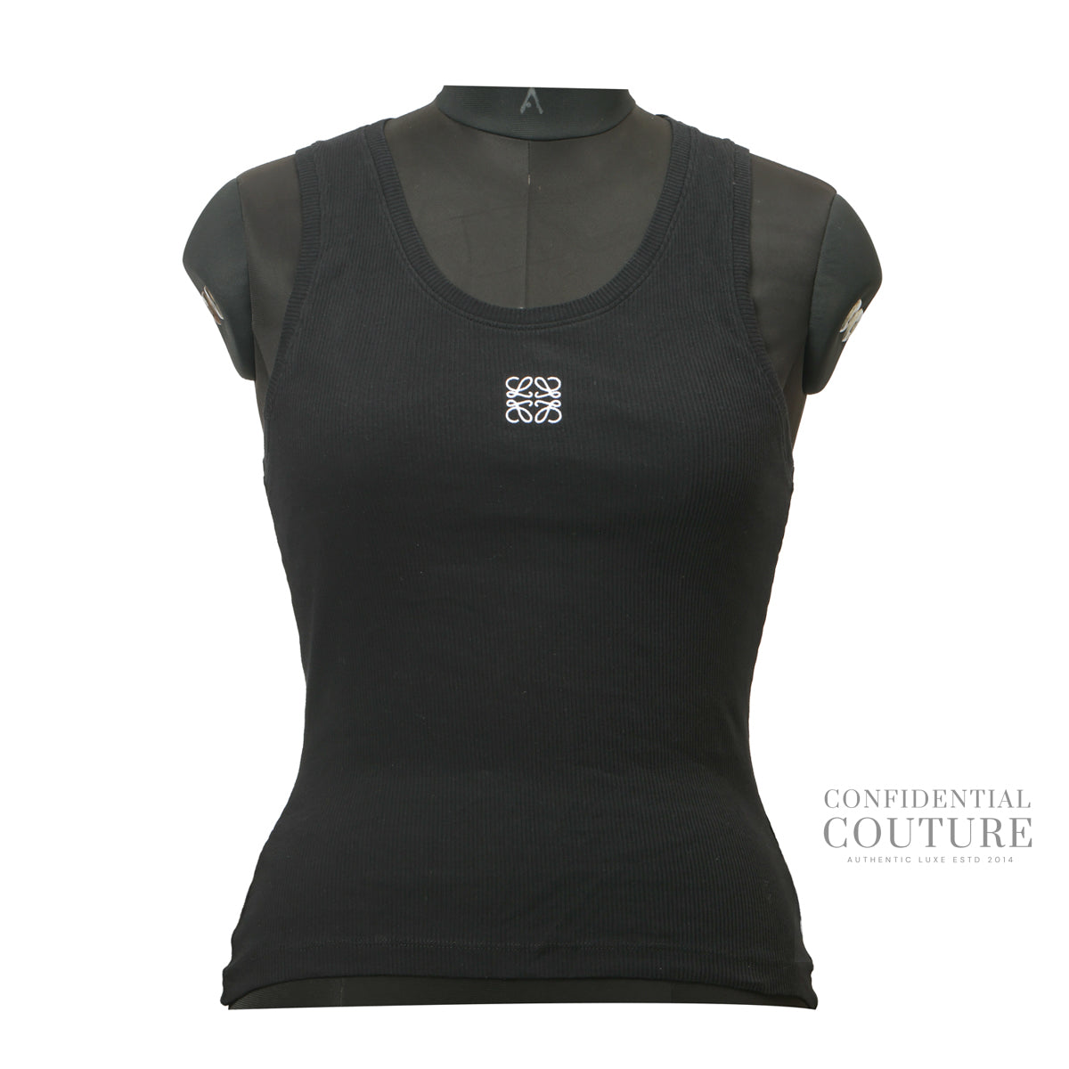 Black Anagram Tank Top In Ribbed Cotton | XL