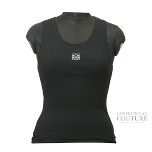 Black Anagram Tank Top In Ribbed Cotton | XL